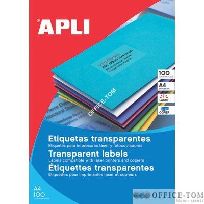 Etykiety poliestrowe APLI półprzezroczyste 70X37. 20 ark. A4.