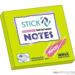 Bloczki samoprzylepne STICK\'N  76x76 Neonowy-zielony 100k