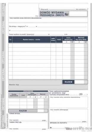 Dowód wydania - przesunięcia - zwrotu MICHALCZYK I PROKOP A5 80 kartek