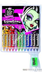 Kredki BAMBINO w opr.drew. 12 kol. z nadrukiem + temperówka MONSTER HIGH St.Majewski