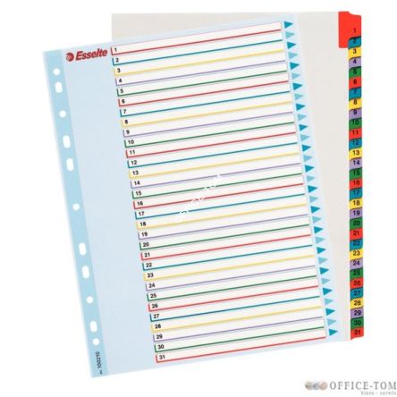 Przekładki karton. Mylar A4 Maxi z lamin. kartą do wielokrotnego opisywania, 1-31 ESSELTE