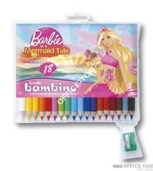 Kredki BAMBINO w opr.drew. 18 kol. z nadrukiem + temperówka BARBIE  St.Majewski