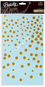 Obrus foliowy B&C złote groszki, turkusowy, 137x183 cm, GoDan