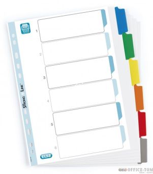 Przekładki kartonowe A4+ MYLAR Z KOLOR 6 kartek wzmocnione indeksy ELBA