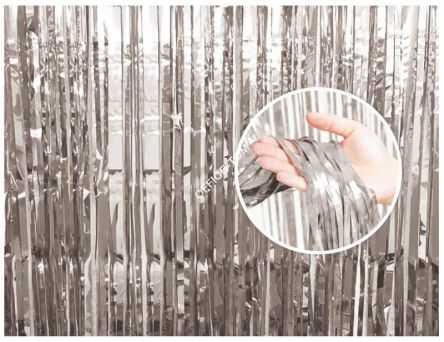 Kurtyna dekoracyjna srebrna, 90x240 cm, GoDan