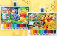 Kredki BAMBINO w opr.drew. 18 kol. + temperówka DISNEY KUBUŚ  St.Majewski