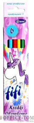 Kredki GRAND ołówkowe .6 kol. ostrz.sześciokątna