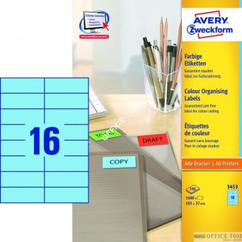 Etykiety AVERY ZWECKFORM trwałe kolorowe A4, 100 ark./op., 105 x 37 mm, niebieskie