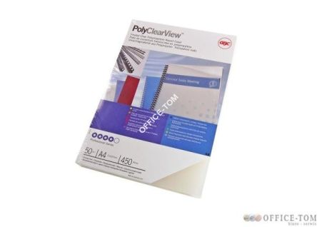 Okładki do bindowania GBC PolyClearView A4 450 mic 50 sztuk. Przezroczyste niebieskie-lodowe