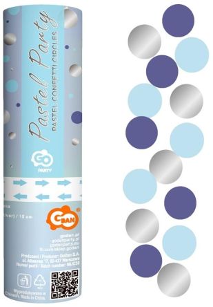 Konfetti pneumatyczne Kółeczka (niebieskie, granatowe, srebrne) 15 cm, Godan