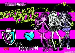 Blok techniczny A4, 10k. MONSTER HIGH