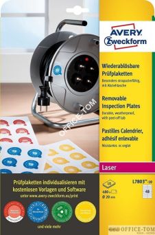 Usuwalne tabliczki inspekcyjne; Ø20mm; 480szt Avery Zweckform