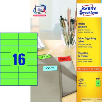 Etykiety AVERY ZWECKFORM trwałe kolorowe A4, 100 ark./op., 105 x 37 mm, zielone
