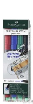 Foliopis Multimark z gumką OHP permanentny M 1,0  KPL 4 szt. FABER-CASTELL