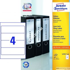 Etykiety AVERY ZWECKFORM na segregatory A4, 100 ark./op., 192 x 61 mm, białe