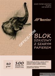 Szkicownik Szary papier A4 100ark 80g/m2 LENIAR