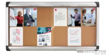 Gablota NOBO z przesuwnymi drzwiami 8 x A4 (970x766x60mm), korek