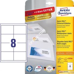 Etykiety uniwersalne A4 25 arkuszy + 5 arkuszy Extra 97 x 677 mm białe Avery Zweckform