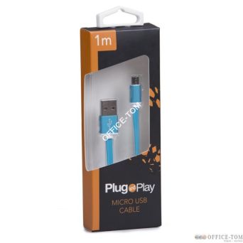 Kabel USB/MICRO USB 1M niebieski PLUG&PLAY