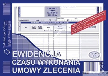 Ewidencja czasu wykonania zlecenia A5 offset Michalczyk i Prokop