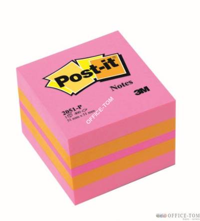 Bloczki samoprzylepne 3M POST-IT® 2051P 51x51 Różowy 400k