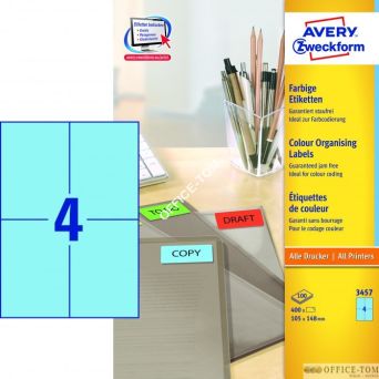 Etykiety AVERY ZWECKFORM trwałe kolorowe A4, 100 ark./op., 105 x 148 mm, niebieskie