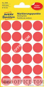 Usuwalne kółka do zaznaczania Ø18mm, 96szt./op. czerwone 3595 Avery Zweckform