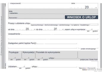 Wniosek o urlop MICHALCZYK I PROKOP A6 40 kartek