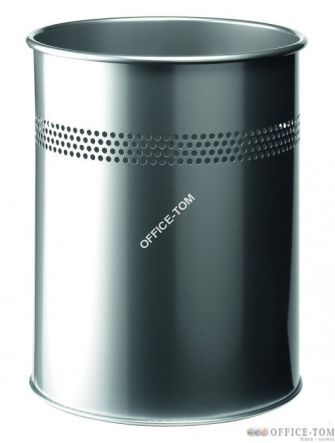 Kosz na śmieci DURABLE, metalowy, okrągły 15L srebrny
