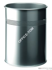 Kosz na śmieci DURABLE, metalowy, okrągły 15L srebrny