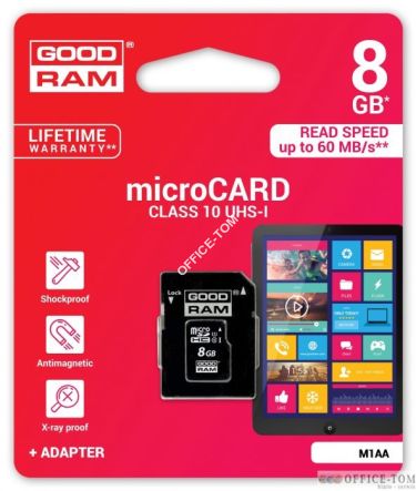 Pamięć MicroSD SDHC GOODRAM 8GB Class 10 UHS I + adapter