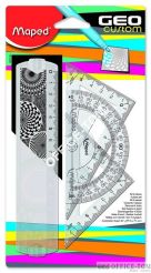 Zestaw GEOCUSTOM MINI Linijka 15 CM 2 ekierki i kątomierz Maped