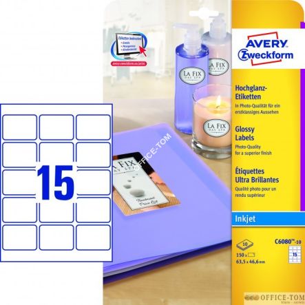 Etykiety AVERY ZWECKFORM błyszczące A4, 10 ark./op., 63,5 x 46,6 mm, białe błyszczące