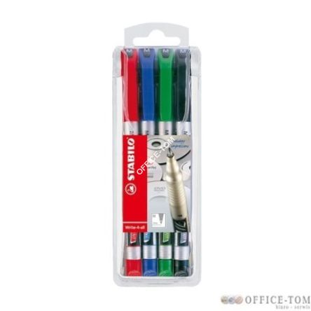 Marker permanentny STABILO Write-4-All, MEDIUM, 4 kolory w etui