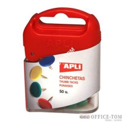 Pinezki kolorowe  50szt. APLI 12347 pudełko plastik