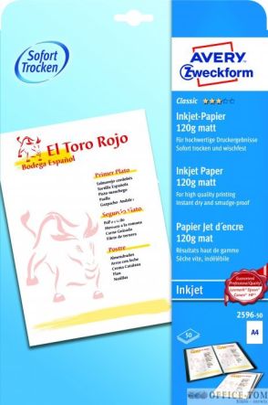 Papier matowy 120 g, 210 x 297 mm, biały, Avery Zweckform