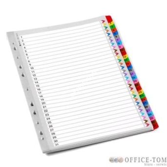 Przekładki indeksowe REXEL A4 1-31 kolorowe kartonowe Mylar