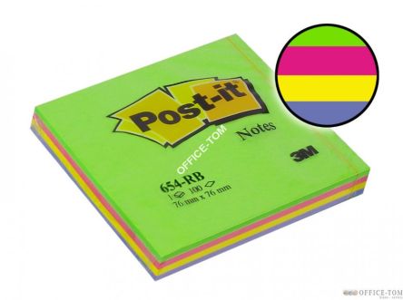 Bloczki samoprzylepne 3M POST-IT® 654-RB 76x76 Wiosenny 100k