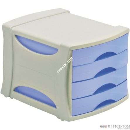 Pojemnik z 4 szufladami Intego, niebieski przezroczysty ESSELTE