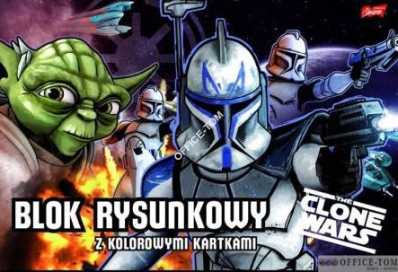 Blok rysunkowy z kolorowymi kartkami A4, 16k CLONE WARS