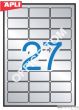 Etykiety APLI  poliestrowe  63,5 x 29,6 srebrne zaokrąglone 20ark 540szt - 2