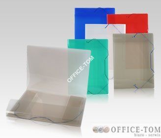 Teczka plastikowa z gumką szeroka TG-12 Biurfol Czerwona  transparnetna