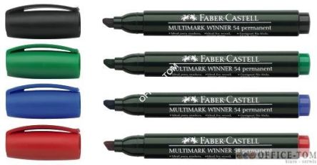 Marker 54 permanentny  CZERWONY końcówka ścięta opakowanie 12szt. FABER-CASTELL