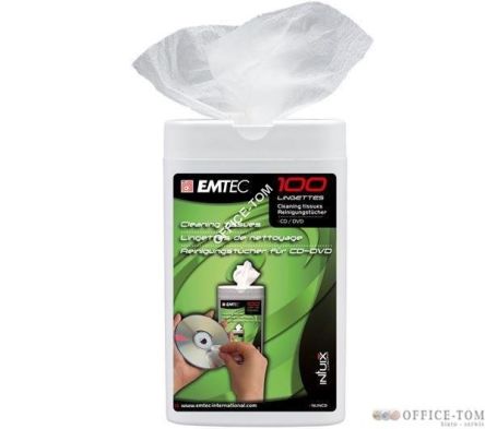 Ściereczki do płyt CD/DVD EMTEC 100szt w tubie wilgotne