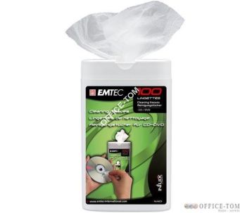Ściereczki do płyt CD/DVD EMTEC 100szt w tubie wilgotne