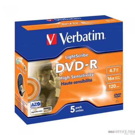 Płyta VERBATIM DVD-R  jewel case  4,7GB  16x  LightScribe