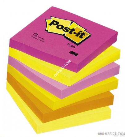 Bloczki samoprzylepne 3M POST-IT® 654N 76x76 Jaskrawożółty 100k