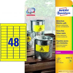 Etykiety AVERY ZWECKFORM Heavy Duty A4, 20 ark./op., 45,7 x 21,2 mm, żółte, poliestrowe