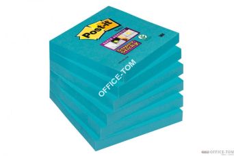 Bloczek samoprzylepny 654-6SS-EB Post-it® Super Sticky, elektryczny błękit, 6 sztuk po 90 kartek, 76x76 mm