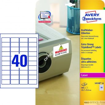 Etykiety AVERY ZWECKFORM TripleBond™ A4, 20 ark./op., 45,7 x 25,4 mm, białe